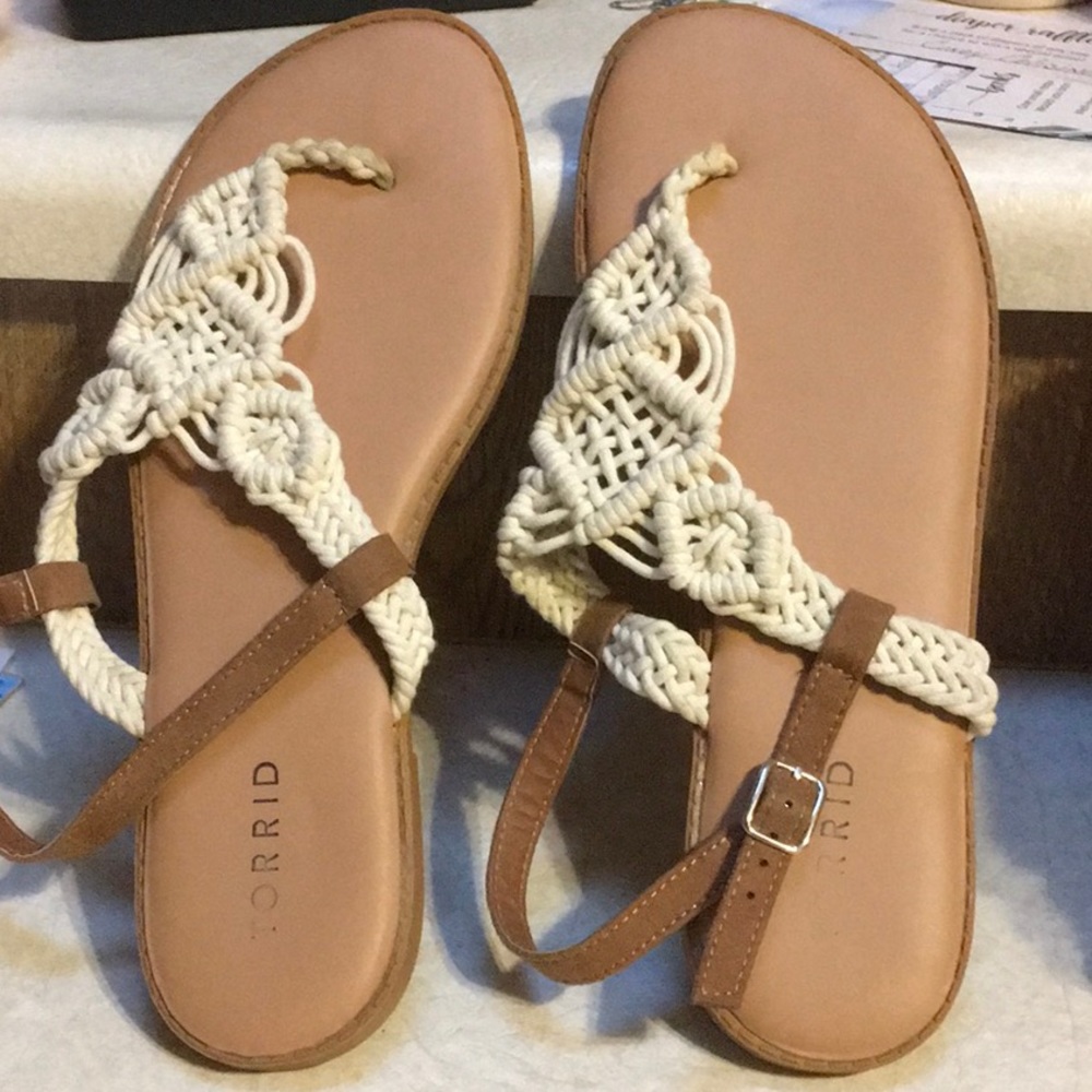 Torrid Brown and Cream Sandals